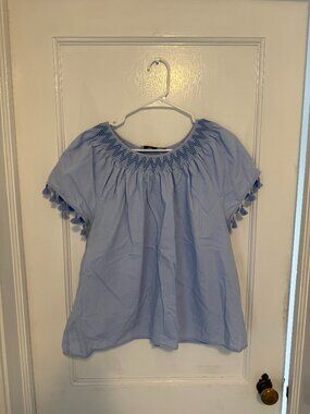 Vineyard Vines Smocked Tassel Blouse